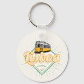 Lissabon Portugal met  feestdag met Retro Tram Sleutelhanger (Voorkant)