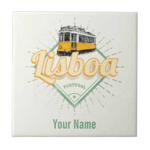 Lissabon Portugal met feestdag met Retro Tram Tegeltje