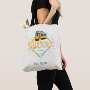 Lissabon Portugal met  feestdag met Retro Tram Tote Bag