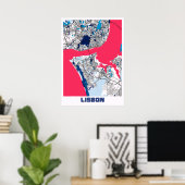 Lissabon - Portugal MilkTea City Map Poster (Thuiskantoor)