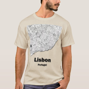 Lissabon, Portugal minimalistische straten kaart. T-shirt