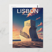 Lissabon Portugal Monument van de Discoveries Zons Briefkaart (Voorkant / Achterkant)