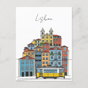 Lissabon Portugal Pantheon Alfama Illustratie Briefkaart