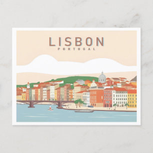 Lissabon Portugal Pastel Travel Design Briefkaart
