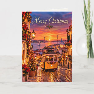 Lissabon Portugal Prettig Kerstfeest Feestdagen Kaart