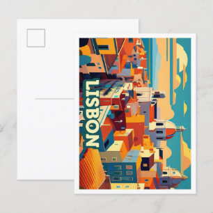 Lissabon Portugal Reis artistiek kleurrijk Briefkaart