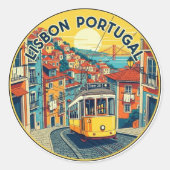 Lissabon Portugal Reizen Alfama Ronde Sticker (Voorkant)