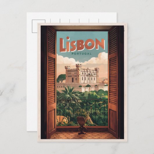  Lissabon Portugal Reizen, raam uitzicht geschenke Briefkaart (Voorkant / Achterkant)