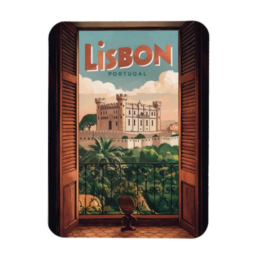 Lissabon Portugal Reizen, raam uitzicht geschenke Magneet (Verticaal)