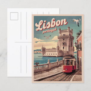  Lissabon Portugal Reizen Tram geschenken Briefkaart