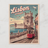  Lissabon Portugal Reizen Tram geschenken Briefkaart (Voorkant)