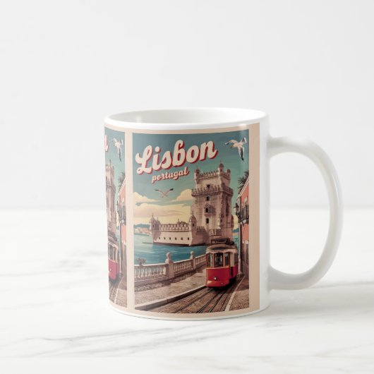  Lissabon Portugal Reizen Tram geschenken Koffiemok (Rechts)