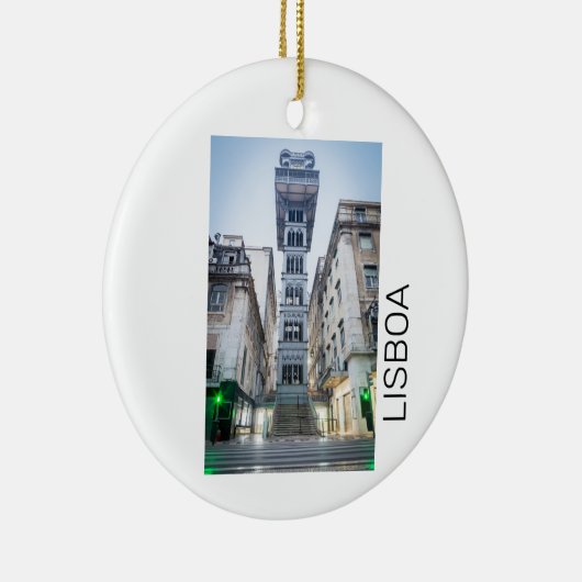 Lissabon Portugal Retro Elevator Holiday Souvenir Keramisch Ornament (Rechts)