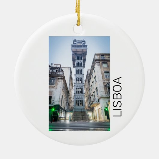 Lissabon Portugal Retro Elevator Holiday Souvenir Keramisch Ornament (Achterkant)