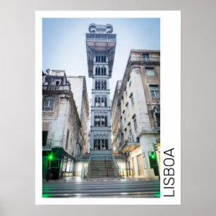 Lissabon Portugal Retro Elevator Holiday Souvenir Poster