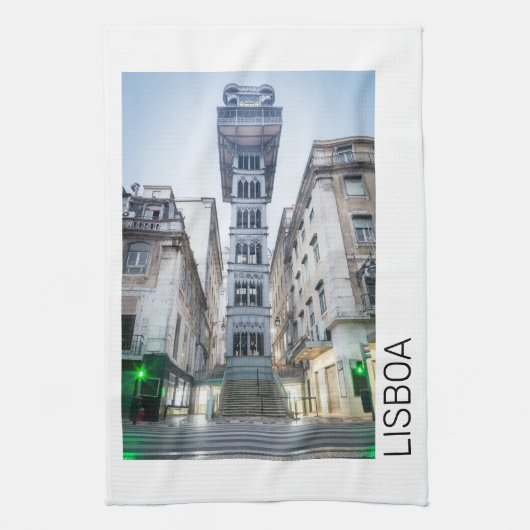 Lissabon Portugal Retro Elevator Holiday Souvenir Theedoek (Verticaal)
