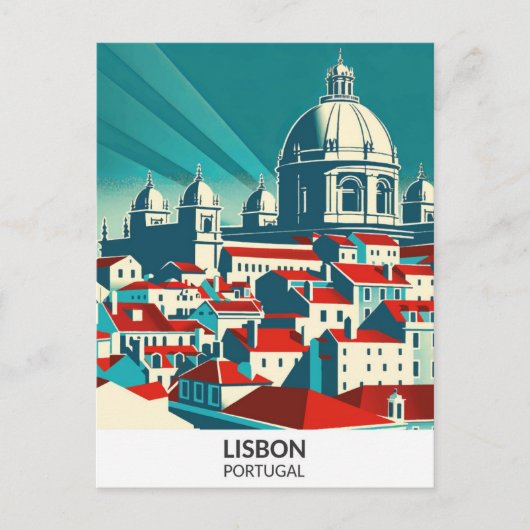 Lissabon Portugal Retro Kunstwerk Reizen Illustrat Briefkaart (Voorkant)