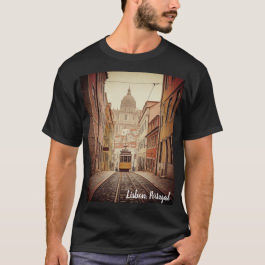 Lissabon Portugal Retro T-shirt (Voorkant)
