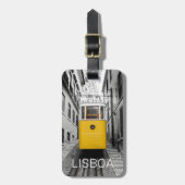 Lissabon Portugal Retro Tram  Souvenir Bagagelabel (Voorkant verticaal)