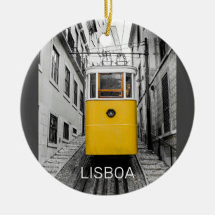 Lissabon Portugal Retro Tram  Souvenir Keramisch Ornament