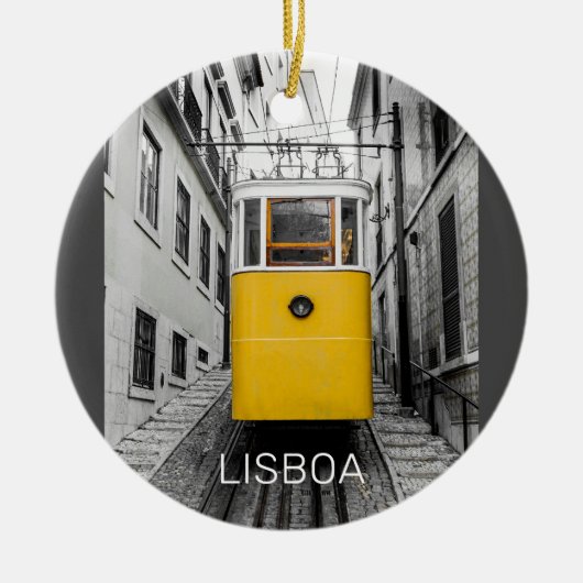 Lissabon Portugal Retro Tram  Souvenir Keramisch Ornament (Voorkant)