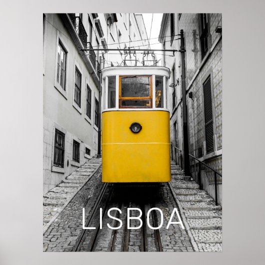 Lissabon Portugal Retro Tram Souvenir Poster (Voorkant)