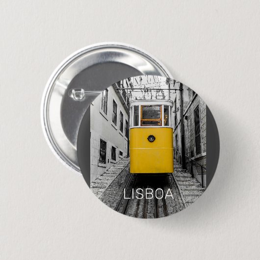 Lissabon Portugal Retro Tram  Souvenir Ronde Button 5,7 Cm (Voorkant /achterkant)