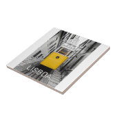 Lissabon Portugal Retro Tram  Souvenir Tegeltje (Zijkant)