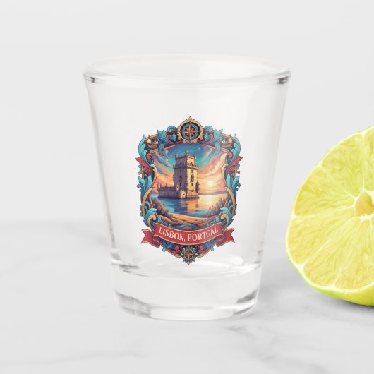 Lissabon Portugal Shot Glas (Voorkant)