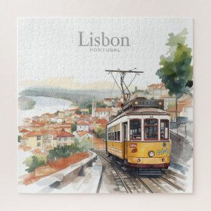 Lissabon Portugal silhouet - Reisart met oude tram Legpuzzel