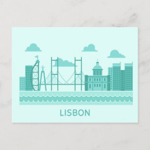 Lissabon Portugal skyline-briefkaart Uitnodiging Briefkaart