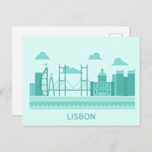 Lissabon Portugal skyline-briefkaart Uitnodiging Briefkaart (Voorkant / Achterkant)