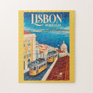 Lissabon Portugal Skyline Illustratie Reis Kunst Legpuzzel