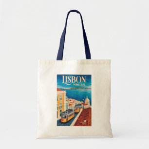 Lissabon Portugal Skyline Illustratie Reis Kunst Tote Bag