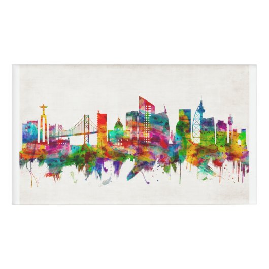 Lissabon Portugal Skyline Naambadge (Voorkant)