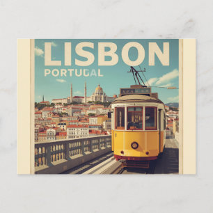 Lissabon Portugal skyline - Oude tram Reis Kunst Briefkaart