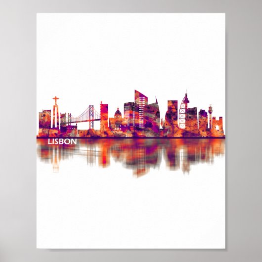 Lissabon Portugal Skyline Poster (Voorkant)