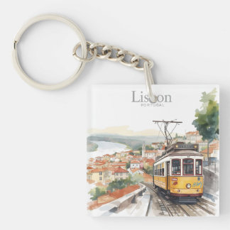 Lissabon Portugal skyline - Reis Kunst Vintage tra Sleutelhanger