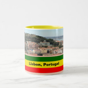 Lissabon, Portugal Skyline Tweekleurige Koffiemok