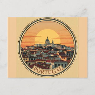 Lissabon Portugal skyline - Vintage Reis Kunst Briefkaart