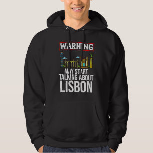 Lissabon Portugal Stad Silhouette Kaart Reizen Hoodie