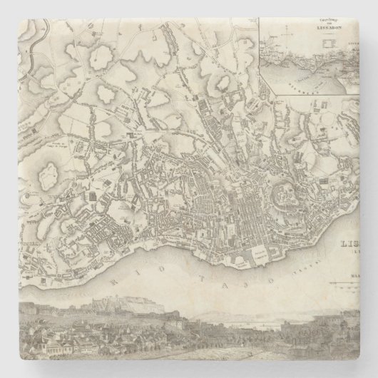 Lissabon, Portugal Stenen Onderzetter (Voorkant)