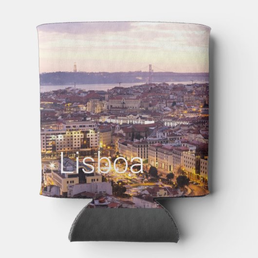 Lissabon Portugal Sunset Skyline Cityscape Souveni Blikjeskoeler (Achterkant)