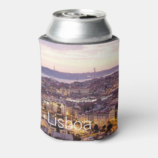 Lissabon Portugal Sunset Skyline Cityscape Souveni Blikjeskoeler (Blikje Achterkant)