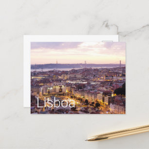 Lissabon Portugal Sunset Skyline Cityscape Souveni Feestdagenkaart
