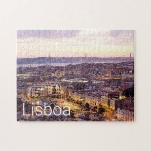 Lissabon Portugal Sunset Skyline Cityscape Souveni Legpuzzel