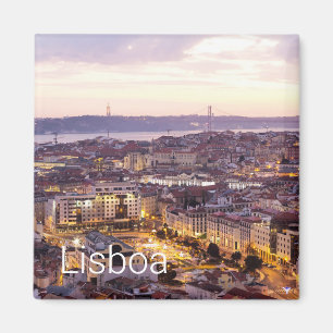 Lissabon Portugal Sunset Skyline Cityscape Souveni Magneet