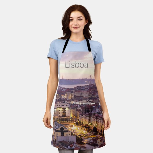 Lissabon Portugal Sunset Skyline Cityscape Souveni Schort (Gedragen)