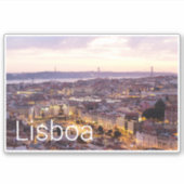 Lissabon Portugal Sunset Skyline Cityscape Souveni Sticker (Voorkant)