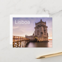 Lissabon Portugal Torre de Belém Sunset Holiday Feestdagenkaart